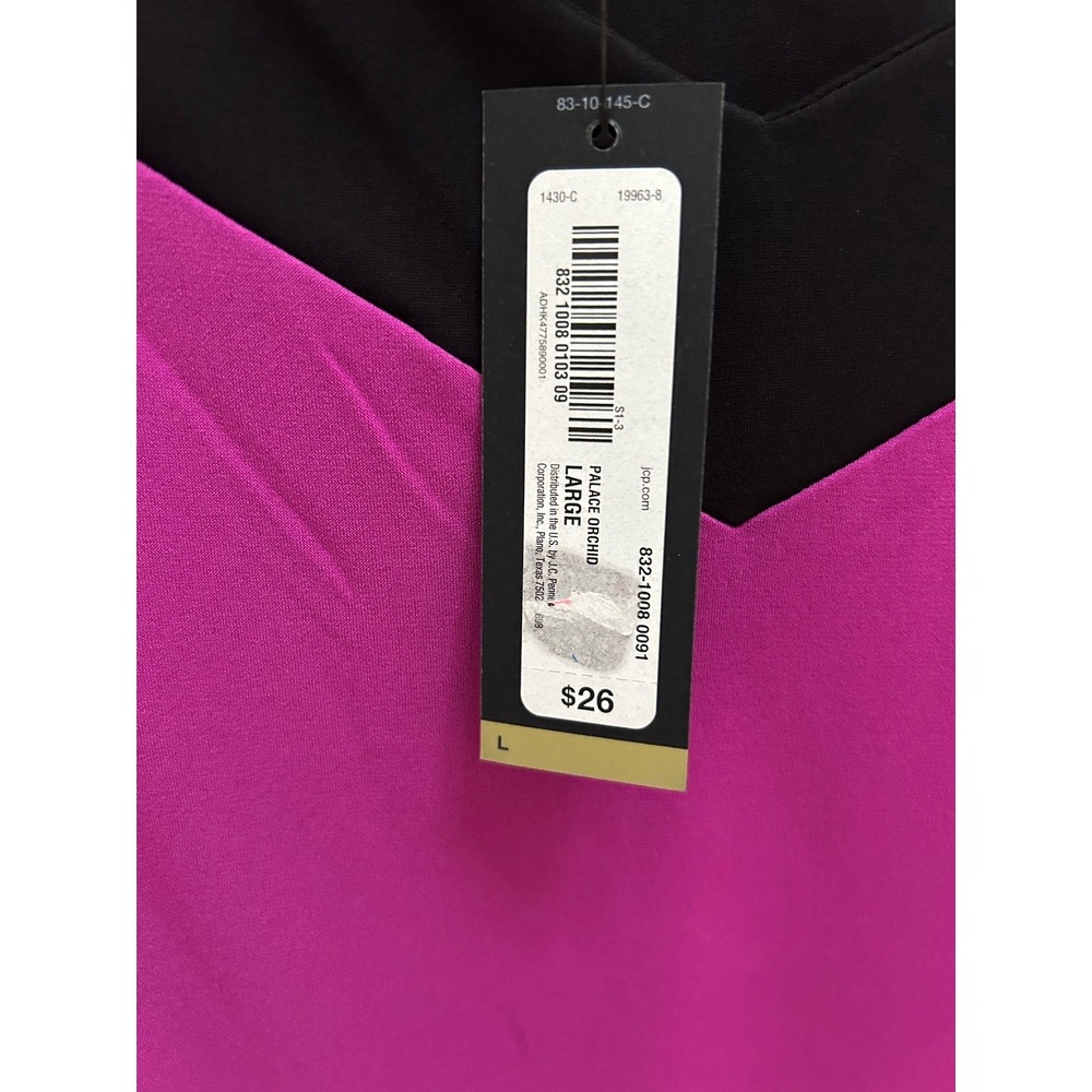 Worthington Womens Colorblock Camisole Tank Top Layering Purple Black NWT Size L - Picture 3 of 5